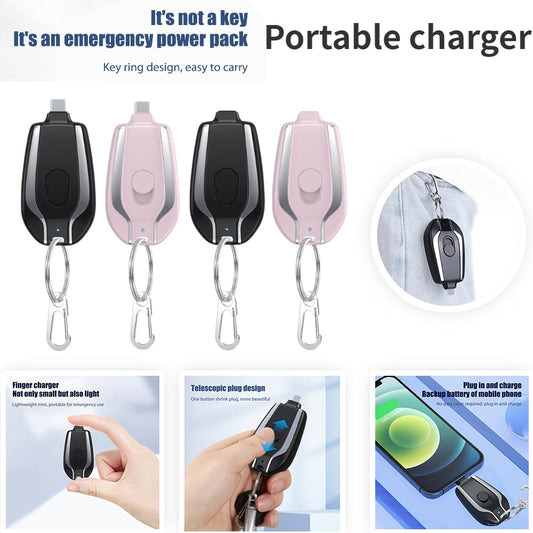 Portable charger power bank keychain